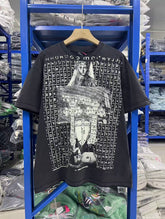 ERD Inspired American Slogan Portrait Washed Black Tee