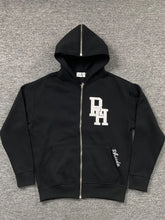 RHUDE Puff Letter Print Fleece Full Zip Hoodie