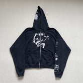 ERD melancholic Vintage Washed Black Zipper Hoodie