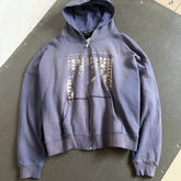 ERD Heavyweight Washed Distressed Graphic Zip Up Hoodie