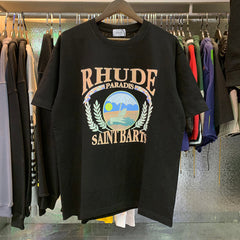 Rhude Sunset Beach Print Cotton T-Shirt