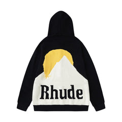 Rhude American-style jacquard hooded sweater