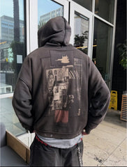 ERD Inspired Heavyweight 480g Graffiti Patchwork Zip Hoodie