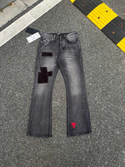 ERD Melancholy Vintage Embroidered Patchwork Flare Jeans