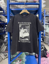 ERD Inspired Vintage Graphic Washed Black Cotton Tee