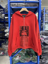 ERD Vintage Dark Red Patchwork Zip Up Hoodie