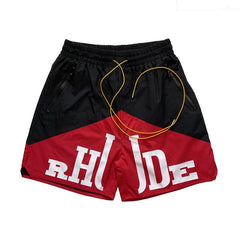 Rhude Contrasting color patchwork shorts