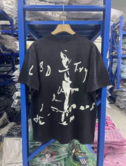 ERD Inspired Faded Portrait Washed Black Cotton Tee