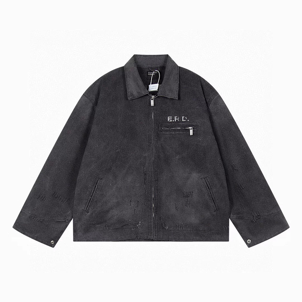 ERD melancholic Vintage Detroit Washed Canvas Collared Jacket