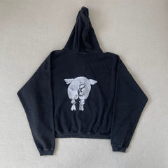 ERD Inspired Pigman Patchwork Fleece Zip Up Hoodie