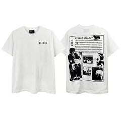 ERD Vintage Distressed A Public Apology White T-Shirt