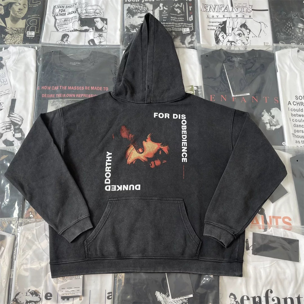 ERD melancholic Washed Fleece Oversized Graphic Hoodie