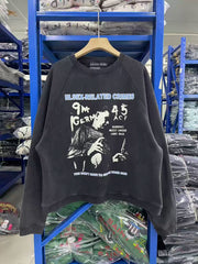 ERD Inspired Slogan Washed Black Fleece Raglan Sweatshirt