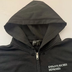 ERD Vintage Distressed Slogan Print Zip Up Hoodie