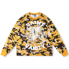 SAINT VANITY Winged Creature Graphic Long-Sleeve T-Shirt - Yellow Camo / White