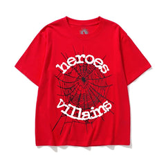 Sp5der x Metro Boomin "Heroes & Villains" Spider Web Red Short Sleeve T-Shirt