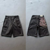 Derschutze Inspired Vintage Plum Blossom Embroidery Jean Shorts