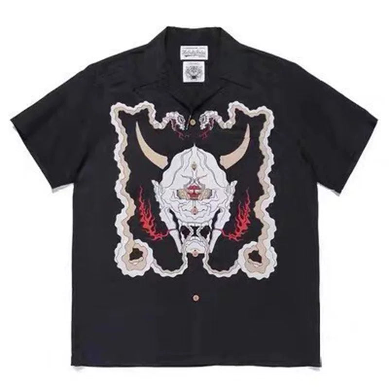 WACKO MARIA Inspired Hawaiian Cuban Collar Wolf Shirt