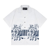ERD melancholic Oversized Portrait Graphic Cuban Collar Shirt