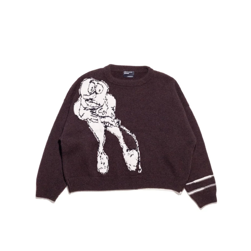 ERD Vintage Cartoon Print Crewneck Loose Knit Sweater