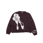 ERD Vintage Cartoon Print Crewneck Loose Knit Sweater
