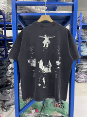 ERD melancholic Streetwear Washed Black Portrait Printed Tee