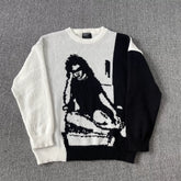 ERD melancholic rich second-generation Vintage Colorblock Portrait Knit Sweater