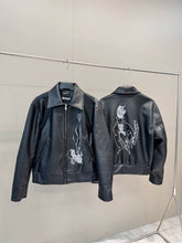 ERD Vintage Black Embroidered PU Leather Jacket