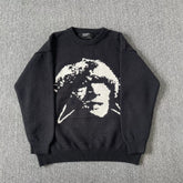 ERD melancholic Gothic Pentagram Portrait Crewneck Knit Sweater