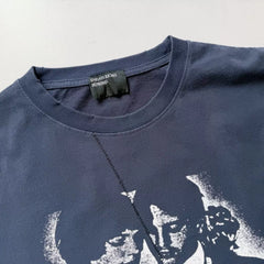 ERD Inspired Distressed Graphic Washed Blue Longsleeve Tee