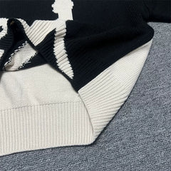 ERD Melancholy Distressed Oversized Silhouette Portrait Knit Sweater