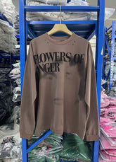 ERD Inspired Flowers Of Anger Khaki Longsleeve Tee