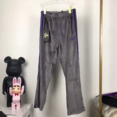 Needles Style Velour Butterfly Embroidered Track Pants