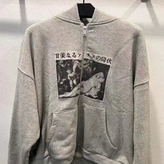 ERD Melancholy Grey Oversized Assemblage Graphic Hoodie