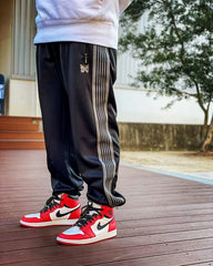 Needles Style Zipper Split Cuff Striped Track Pants