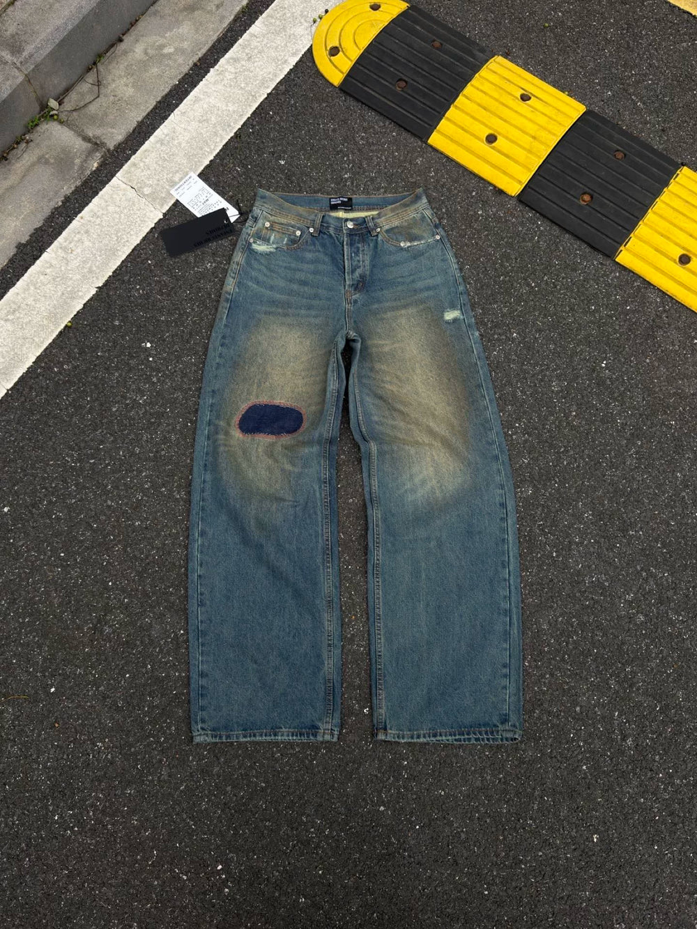 Erd's melancholic second-generation Vintage Washed Blue Patchwork Jeans
