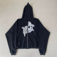 ERD Inspired Pigman Patchwork Fleece Zip Up Hoodie