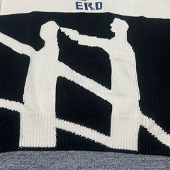 ERD Melancholy Distressed Oversized Silhouette Portrait Knit Sweater