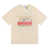 RHUDE American Vintage Graphic Printed Oversized Summer Tee