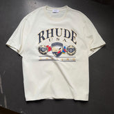 RHUDE American Retro Letter Print Loose Summer T-Shirt