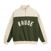 RHUDE Retro Color Block Half Zip Fleece Hoodie