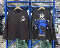 ERD Inspired American Retro Washed Black Longsleeve Tee