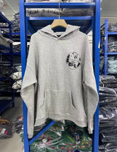 ERD Inspired Red Portrait Distressed Fleece Grey Hoodie