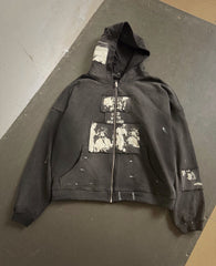 ERD Inspired Heavyweight 480g Graffiti Patchwork Zip Hoodie
