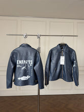 ERD melancholic Distressed Bull Graphic Leather Jacket