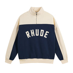 RHUDE Retro Color Block Half Zip Fleece Hoodie