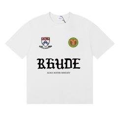 RHUDE American Retro Letter Print Loose Casual T-Shirt