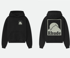 RHUDE American Vintage Letter Print Loose Hooded Sweatshirt