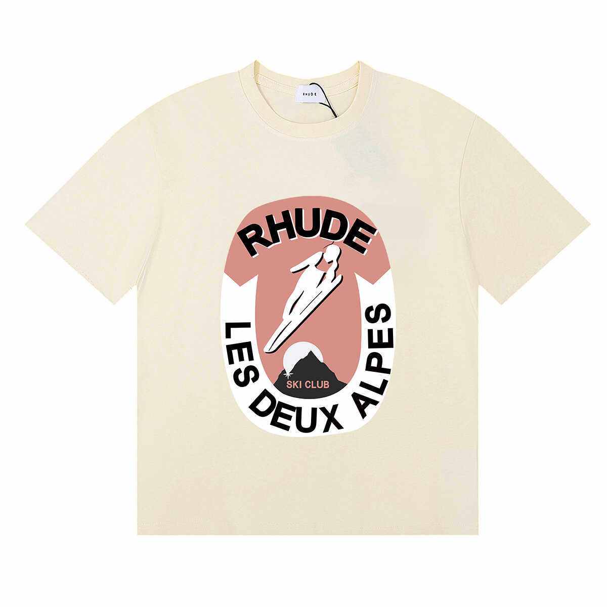 Rhude Les Deux Alpes Alpine Skiing Classic Sunrise Print T-Shirt