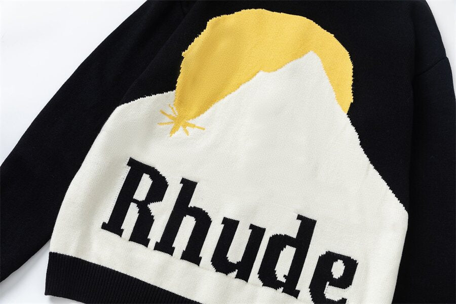 Rhude American-style jacquard hooded sweater